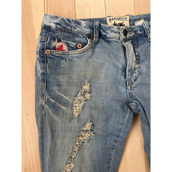 Parasuco Y2K Straight Leg Jeans Rhinestone “Rock Me Baby” Distress 28 - Picture 5 of 14